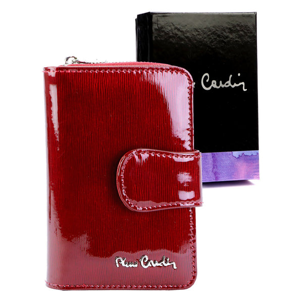 Pierre Cardin 05 LINE 115 raudona odinė piniginė czerwony