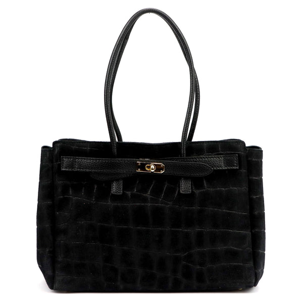 Camilla PREMIUM 10.004 CROCO juoda odinė rankinė czarny