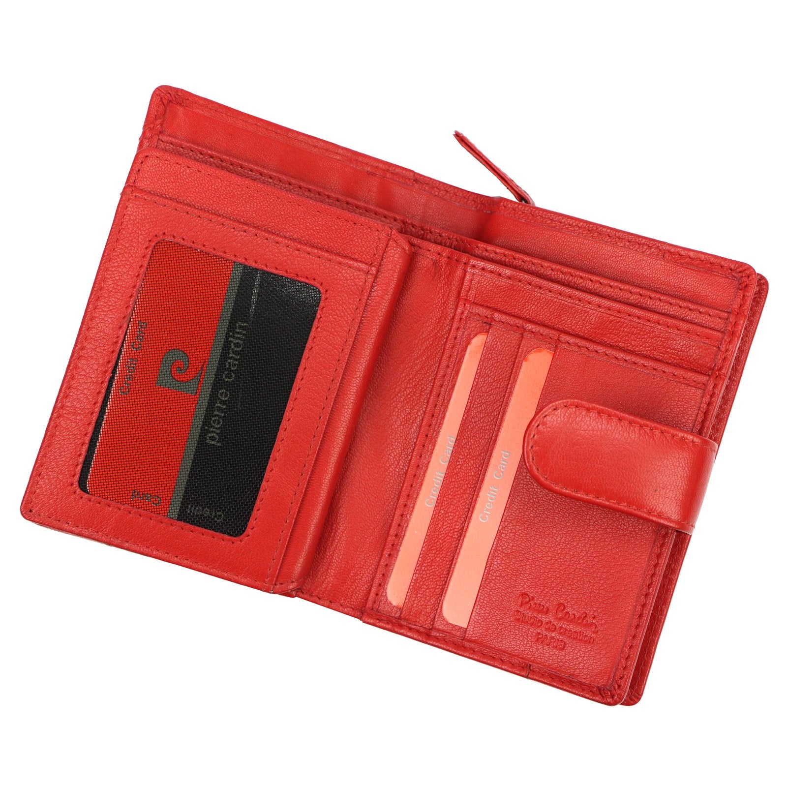 Pierre Cardin TILAK161 2571 raudona odinė piniginė czerwony