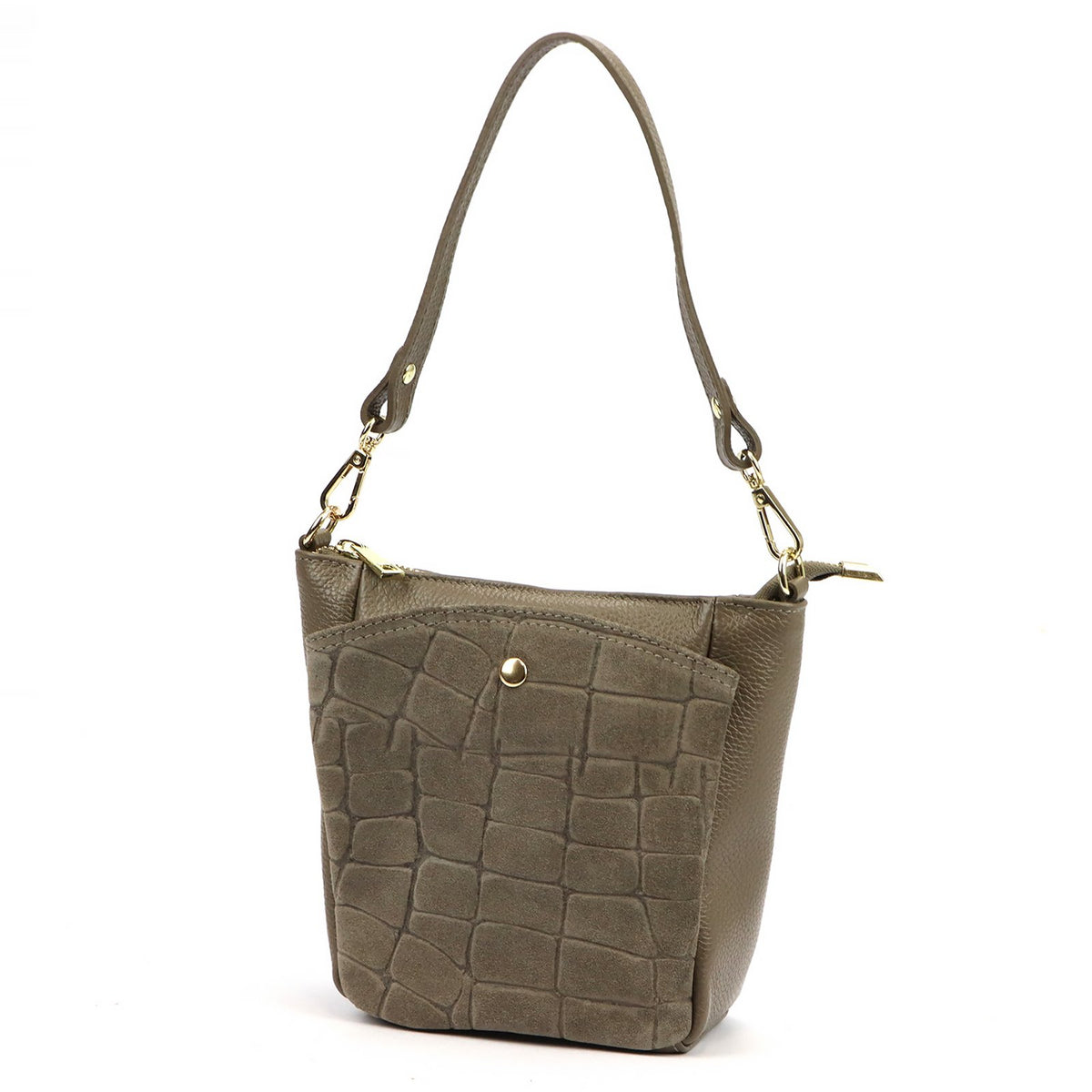 Luka 26-018-2 CROCO pilkai rusva odinė rankinė taupe