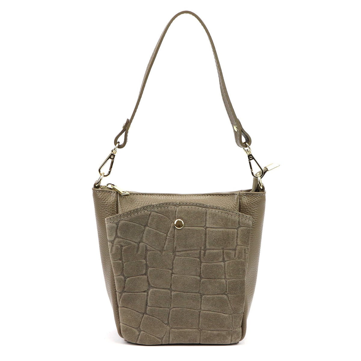Luka 26-018-2 CROCO pilkai rusva odinė rankinė taupe