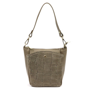 Luka 26-018-2 CROCO pilkai rusva odinė rankinė taupe