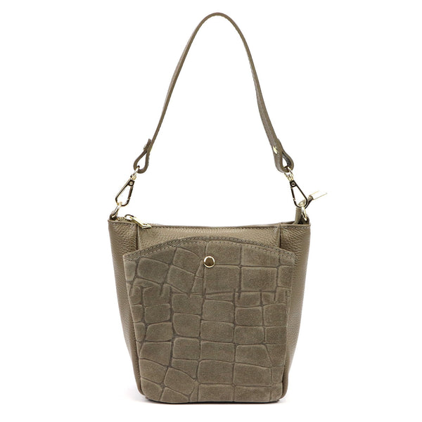 Luka 26-018-2 CROCO pilkai rusva odinė rankinė taupe