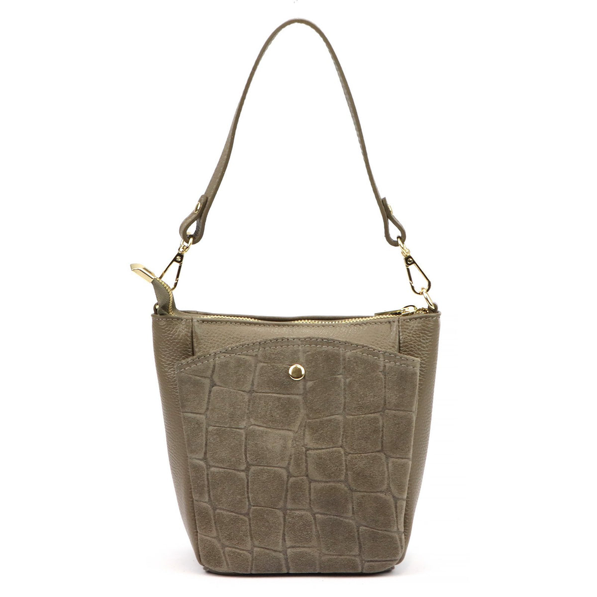 Luka 26-018-2 CROCO pilkai rusva odinė rankinė taupe