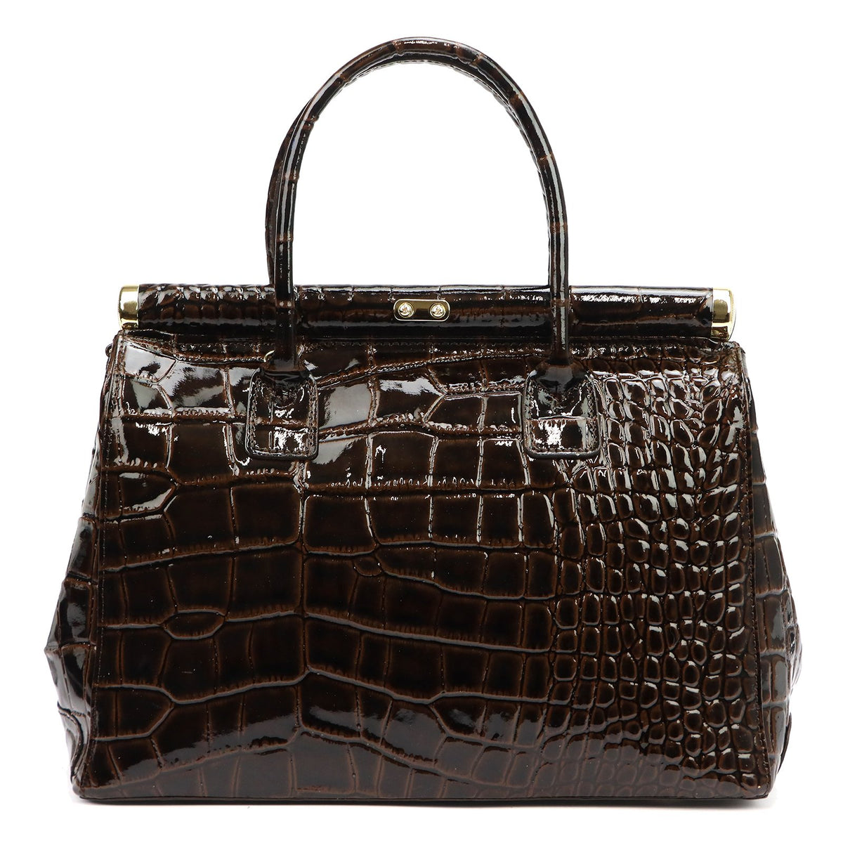 Luka 26-002 CROCO tamsiai ruda odinė rankinė ciemny brąz