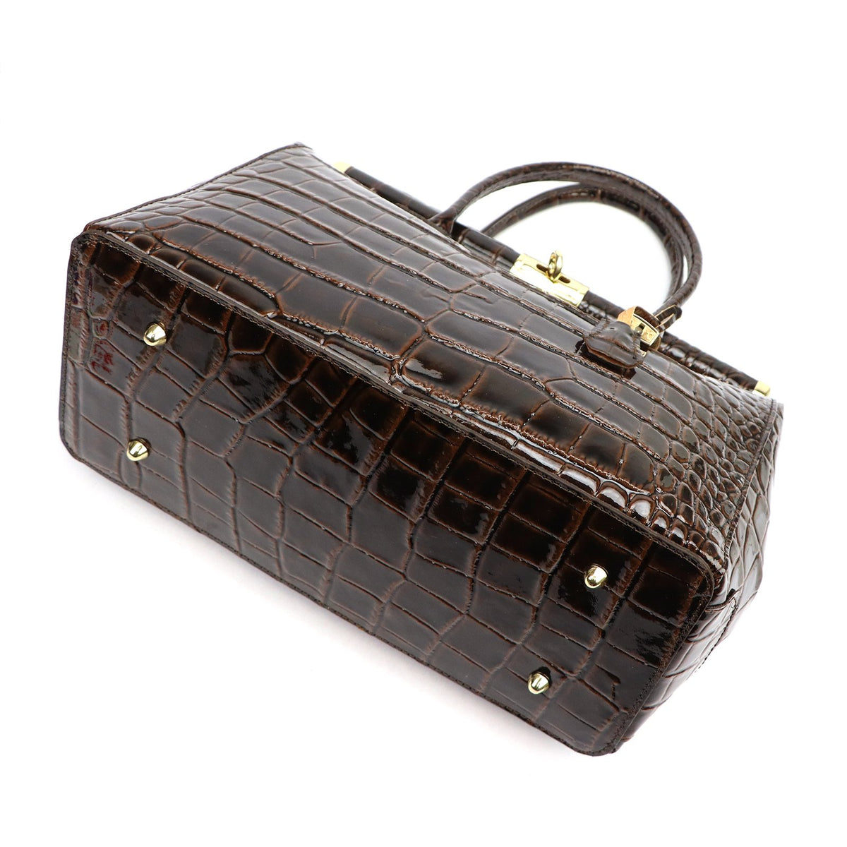 Luka 26-002 CROCO tamsiai ruda odinė rankinė ciemny brąz