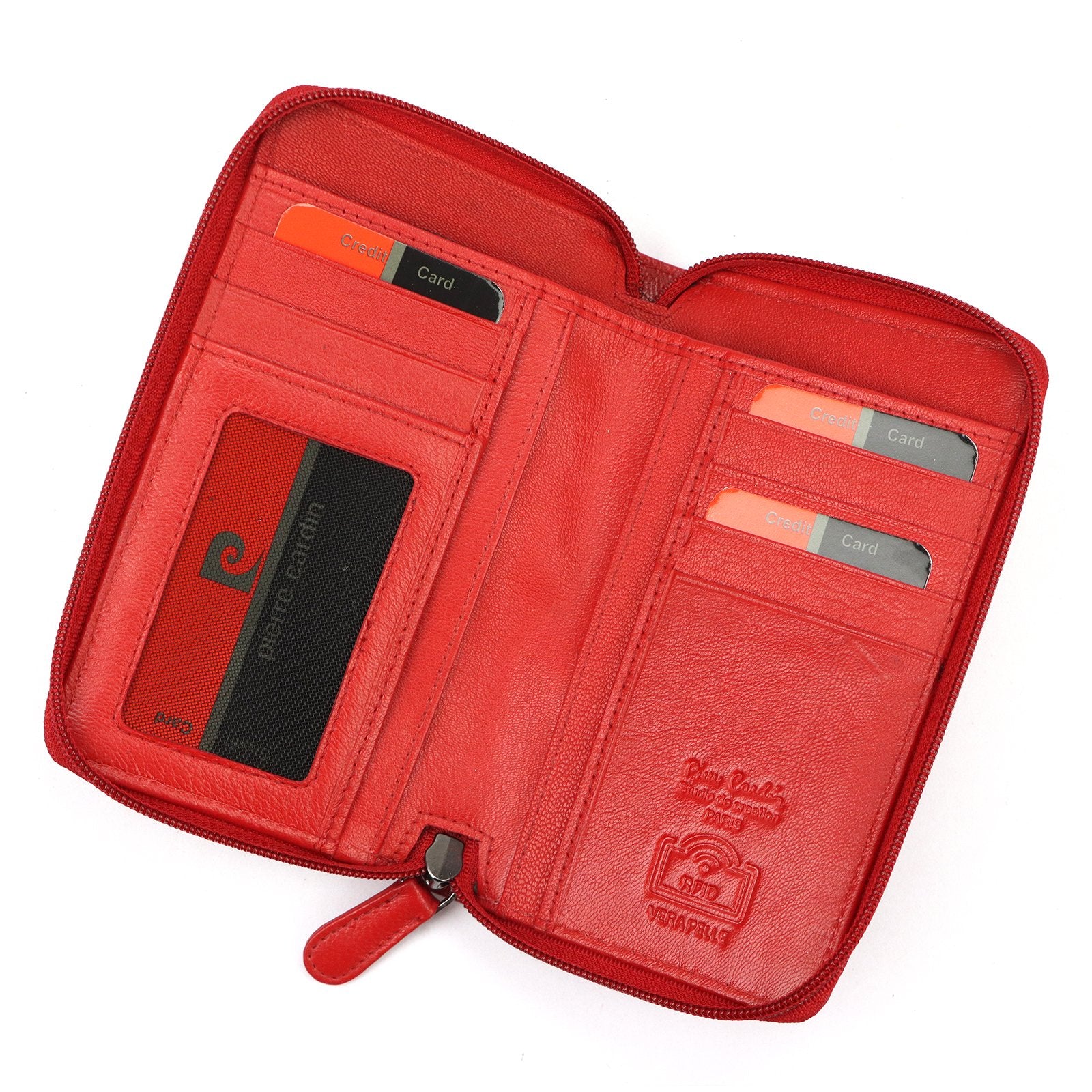 Pierre Cardin TILAK161 2584 raudona odinė piniginė czerwony