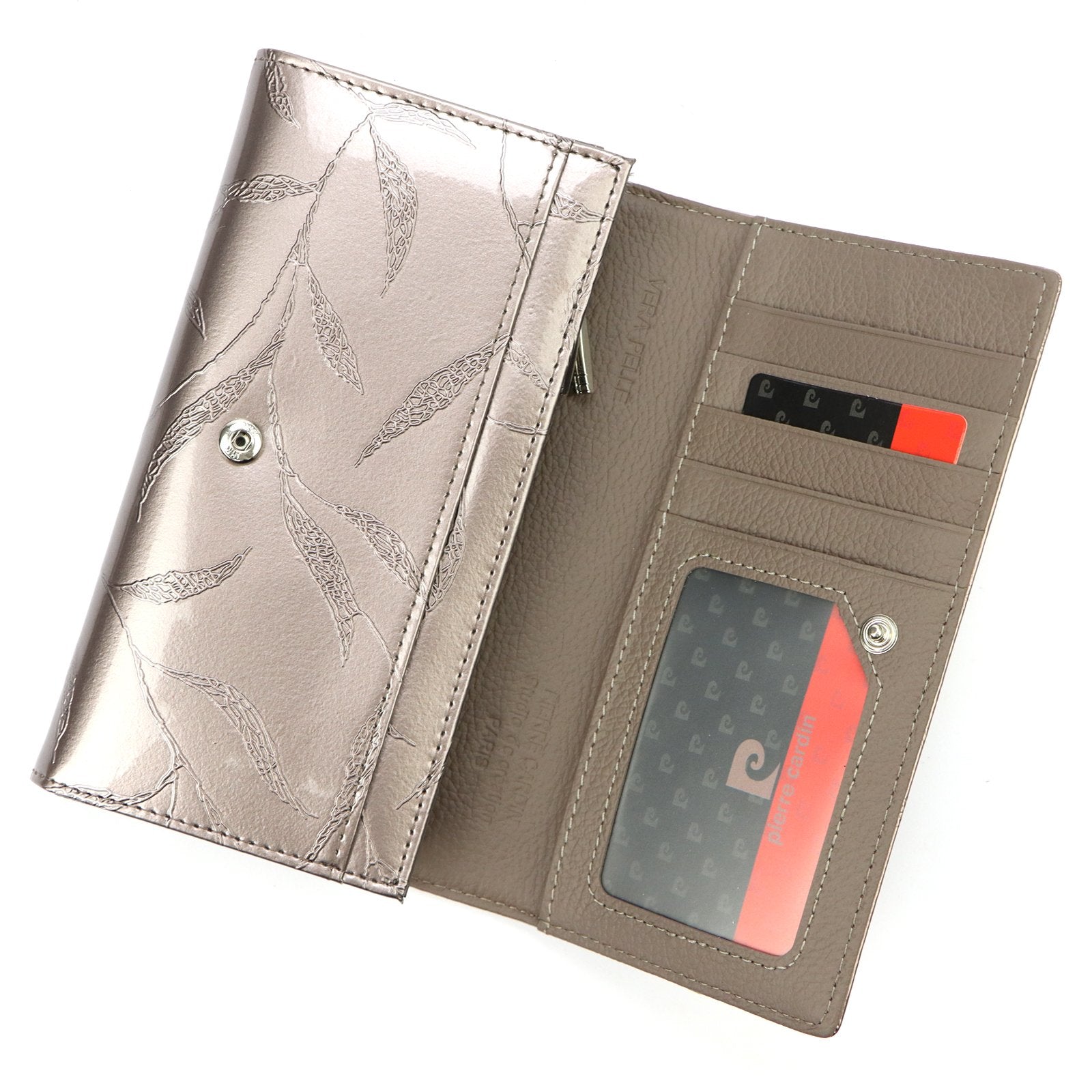 Pierre Cardin 02 LEAF 114 pilka odinė piniginė popiel