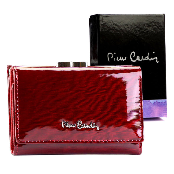Pierre Cardin 05 LINE 117 raudona odinė piniginė czerwony