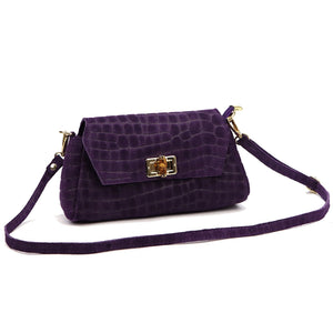 Luka 26-178 CROCO violetinė odinė rankinė fioletowy