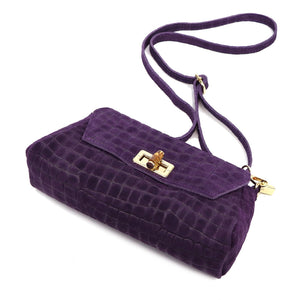 Luka 26-178 CROCO violetinė odinė rankinė fioletowy