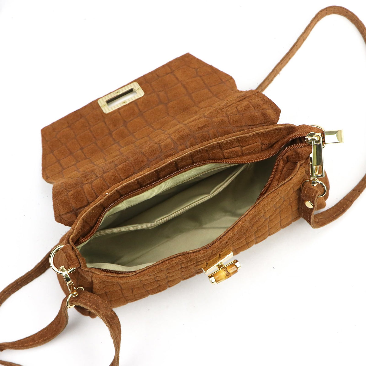 Luka 26-178 CROCO camel-2 natūralios odos rankinė camel-2