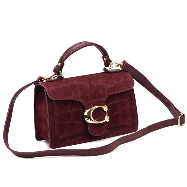 Luka 26-179 CROCO bordo odinė rankinė bordo