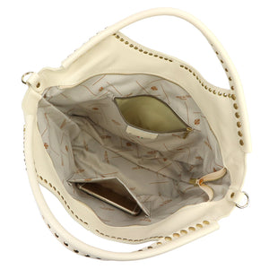 Camilla PREMIUM 10.003 DOLLARO kreminė odinė rankinė śmietankowy
