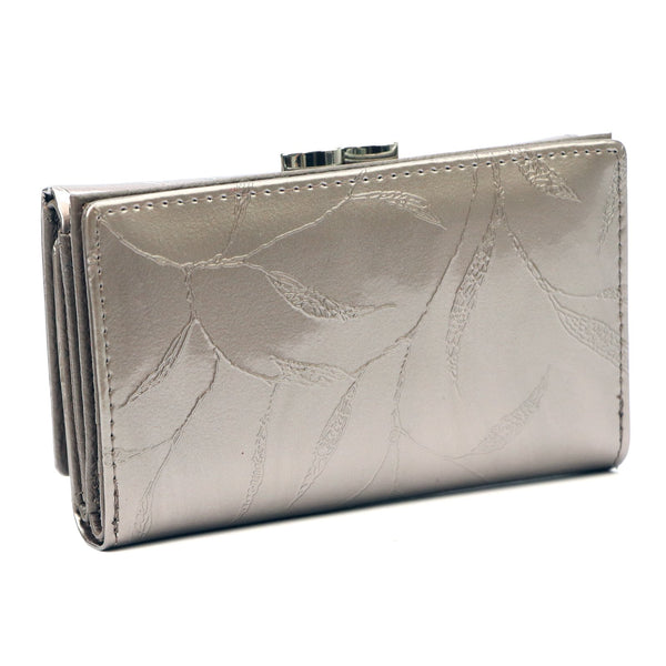 Pierre Cardin 02 LEAF 108 pilka natūralios odos piniginė popiel