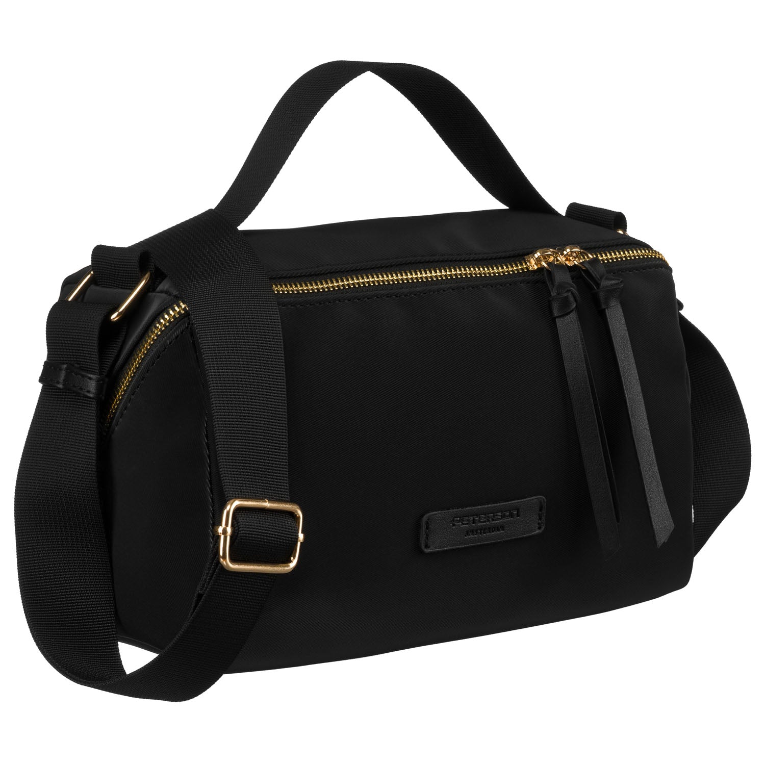 Juoda rankinė per petį, nailonas ir dirbtinė oda R1212