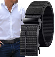 Juodas vyriškas elastinis diržas su automatine kelnių sagtimi J32 D144