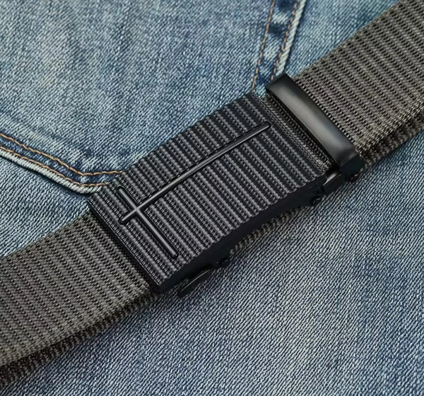 Juodas vyriškas elastinis diržas su automatine kelnių sagtimi J32 D144