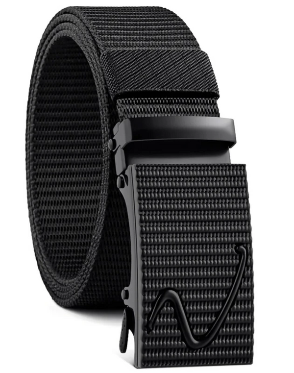 Juodas vyriškas elastinis diržas su automatine kelnių sagtimi D145