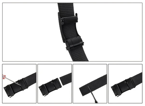 Juodas vyriškas elastinis diržas su automatine kelnių sagtimi D145