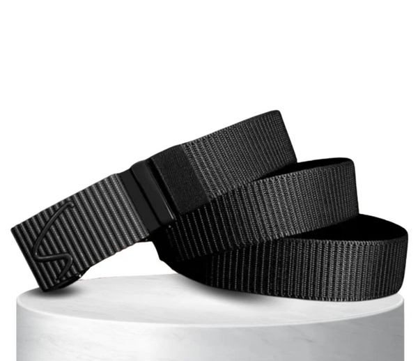 Juodas vyriškas elastinis diržas su automatine kelnių sagtimi D145