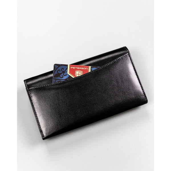Juodos spalvos moteriška odinė piniginė su RFID - Peterson D1929