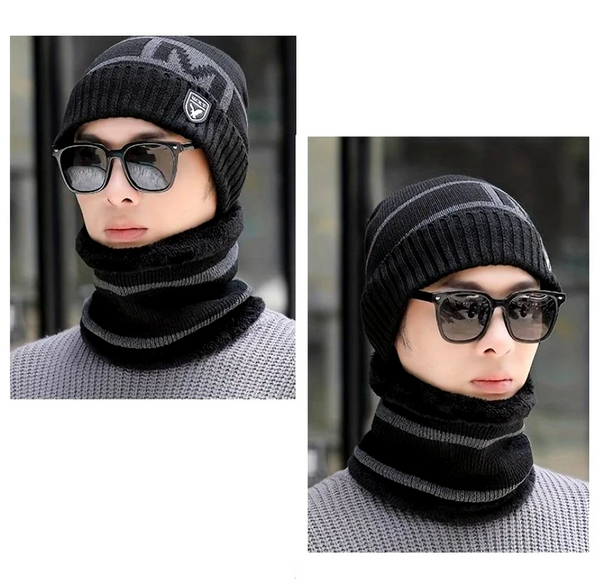 Kepurės ir šaliko komplektas vyrams S120, juodas