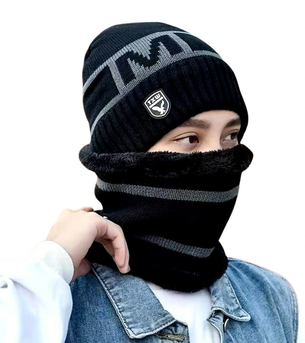 Kepurės ir šaliko komplektas vyrams S120, juodas