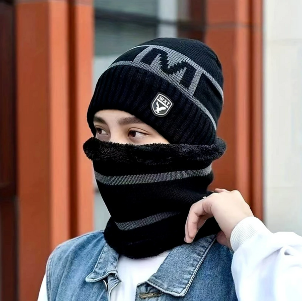 Kepurės ir šaliko komplektas vyrams S120, juodas