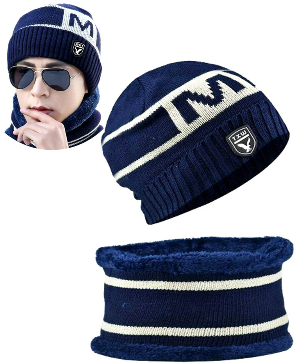 Kepurės ir šaliko komplektas vyrams S120, mėlynas