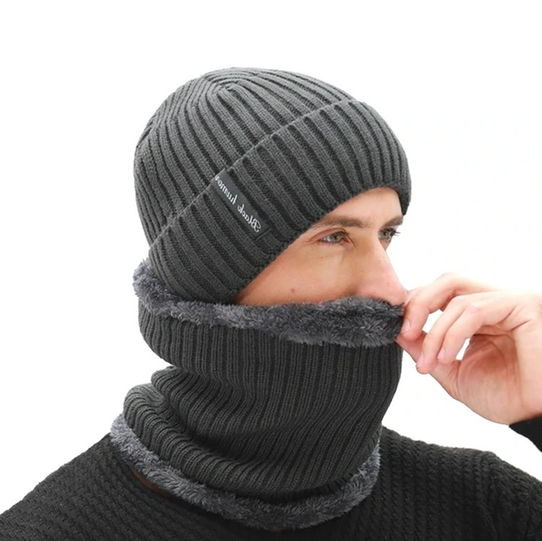 Kepurės ir šaliko komplektas vyrams S121, pilkas