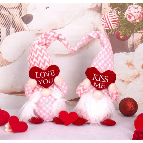 Dekoratyvinis Sėdintis Valentinio Nykštukas „Love You“ – Rožinis, 36 cm