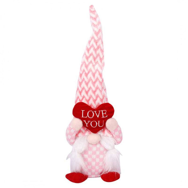 Dekoratyvinis Sėdintis Valentinio Nykštukas „Love You“ – Rožinis, 36 cm