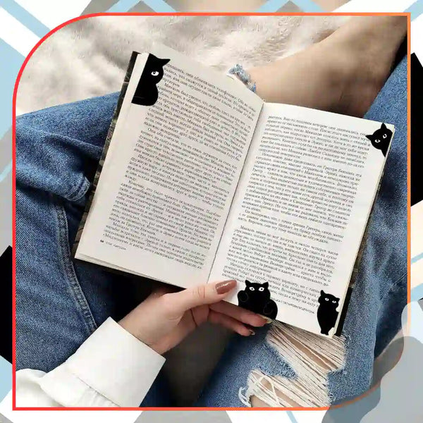 Magnetinė knygos žymė, juoda, 6 vnt.