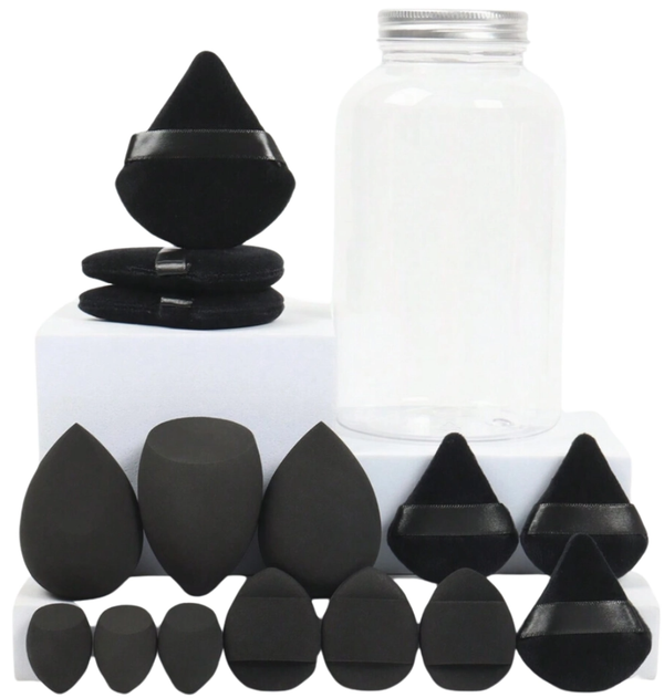 Makiažo kempinėlių rinkinys B12, juodos