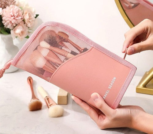 Makiažo šepetėlių dėklas F32 rožinis