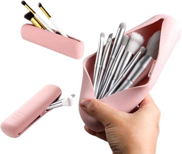 Makiažo šepetėlių dėklas S9 rožinis