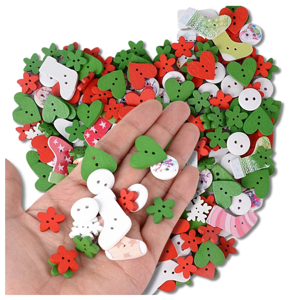 Medinės sagos, 100 vnt., spalvotos