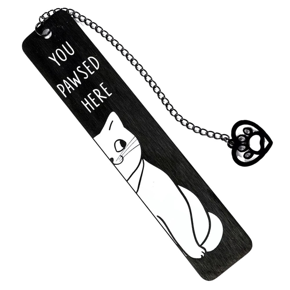 Metalinė knygos žymė, juoda, katė