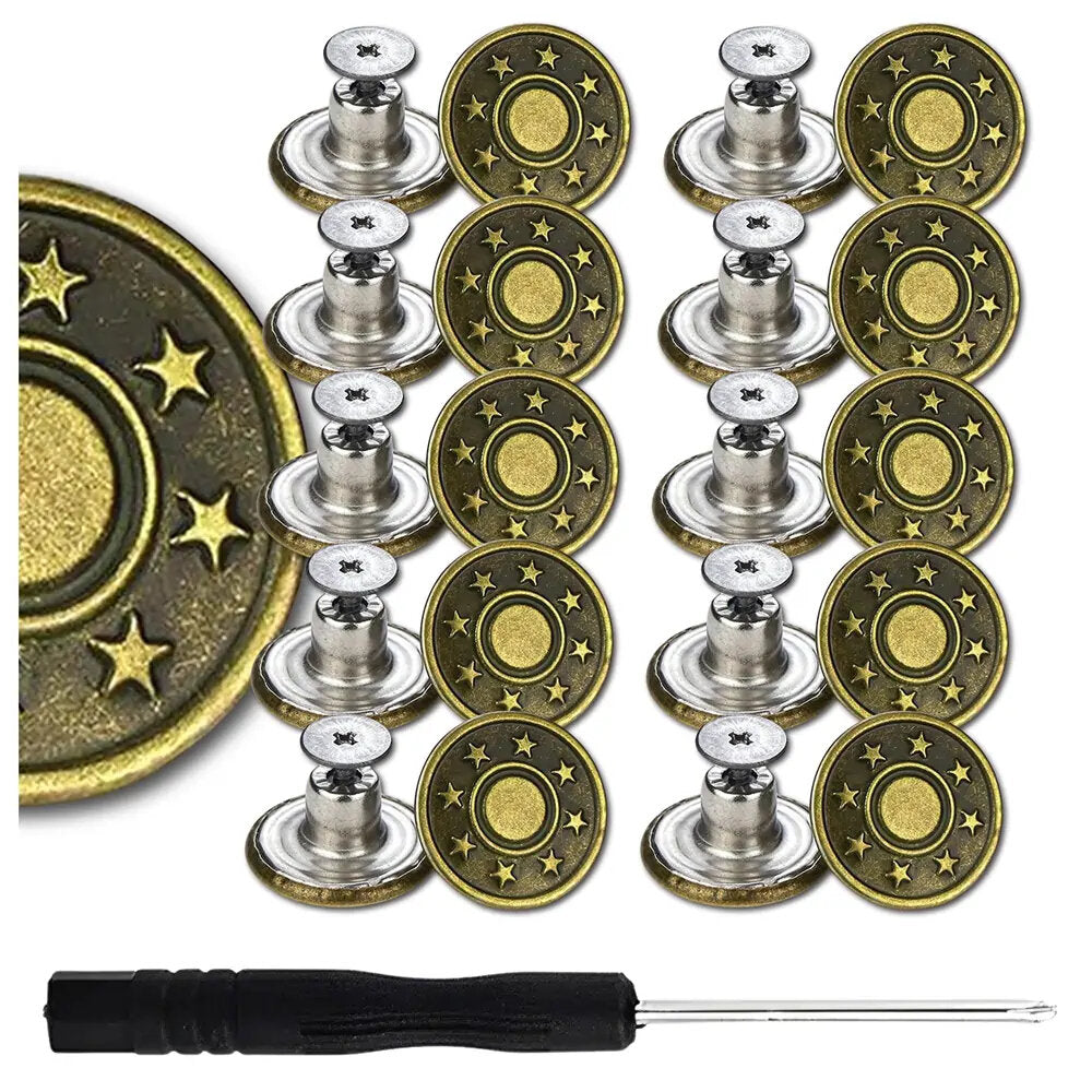 Metalinių sagų rinkinys kelnėms, 10 vnt.