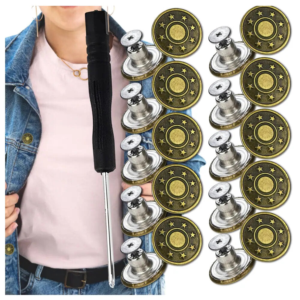 Metalinių sagų rinkinys kelnėms, 10 vnt.