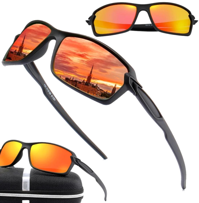 Poliarizuoti sportiniai akiniai nuo saulės vyrams T33 raudoni