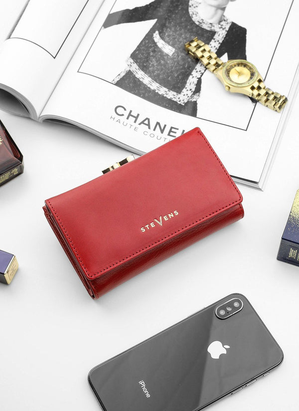 Moteriška odinė piniginė STEVENS su RFID apsauga D1875