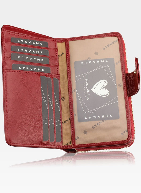 Moteriška odinė piniginė STEVENS su užtrauktuku bei RFID apsauga D1873