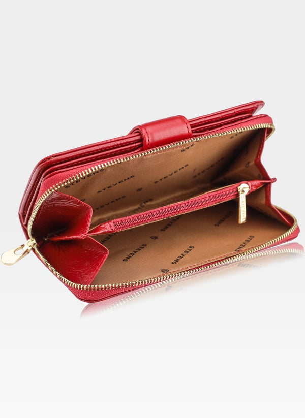 Moteriška odinė piniginė STEVENS su užtrauktuku bei RFID apsauga D1873