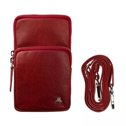 Moteriška odinė rankinė Visconti S-5, raudona, su reguliuojamu dirželiu ir dviem išorinėmis kišenėmis
 R544