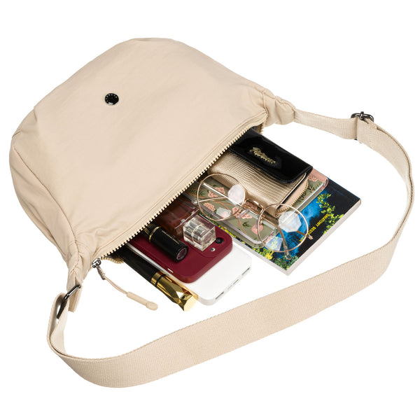 Moteriška sportinė rankinė, smėlio spalvos, poliesteris R468