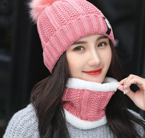 Moteriškas kepurės ir šaliko komplektas SD68 rožinis