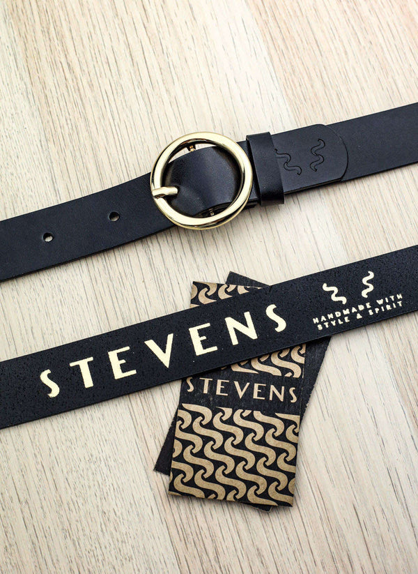 Moteriškas odinis diržas STEVENS 14Z, juodas