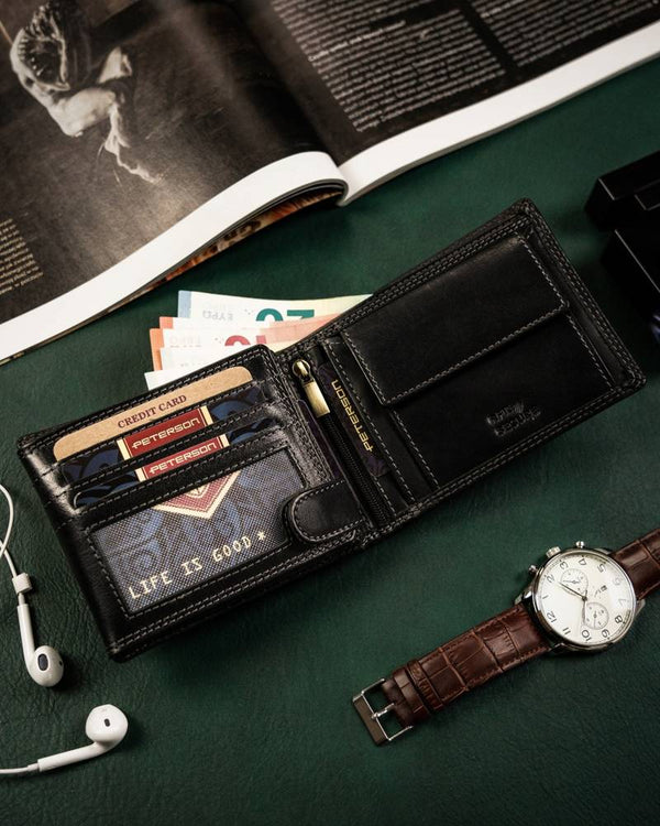 Natūralios odos piniginė vyrams Peterson PT113 S1014